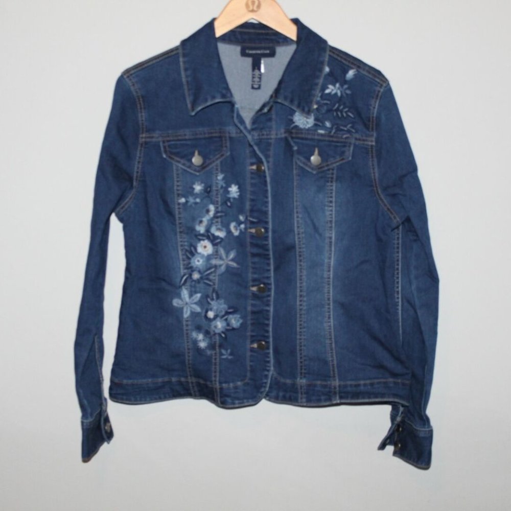 Charter Club Floral Denim Jean Jacket HW8348 - Picture 2 of 5